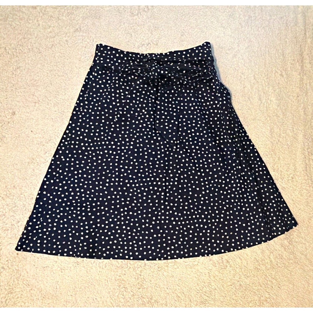 Brooks Brothers Skirt Size 6 Pockets Navy Blue Tie Waist Knee Length Preppy